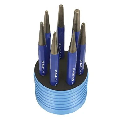 Image de S&amp;R Lot de 7 chasse pointes 1/2/3/4/5/6 mm en acier CrV trempé à chaud avec boîte rangement rembourrée robuste
