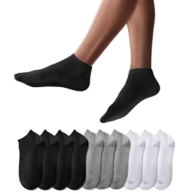 Image de YouShow Chaussettes de Basket Hommes Femmes 10 Paires mi Courtes Coton Unisexe OEKO TEX Standard 100 Gris noir et blanc 47 50
