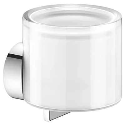 Image de KEUCO Distributeur de Lotion en métal à Coller Chromé Capacité Rechargeable env. 140 ML Savon pour Salle Bain et WC invités avec Fixation Murale Reva
