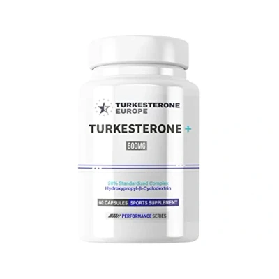 Image de Turkesterone+™ 20% Complexe avec Hydroxypropyl Bêta Cyclodextrine 60 Gélules (600mg) Turkesterone Europe®
