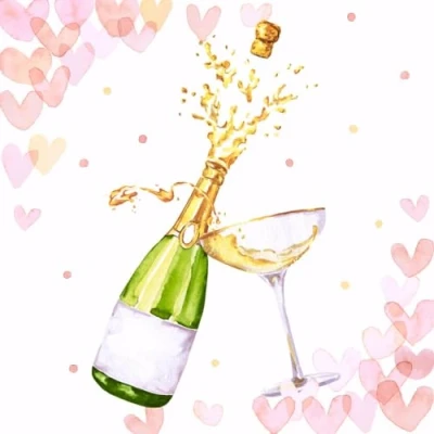 Image de Lot de 20 serviettes table en papier avec motif pour mariage et amour Champagne autour des cœurs Convient également le découpage la technique 33 x cm