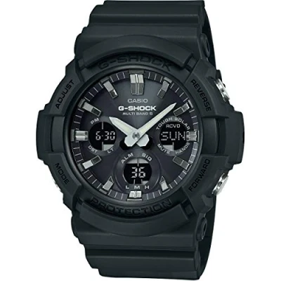 Image de Casio Montre Solaire Homme 52.00mm avec Cadran Noir analogique/numérique et Bracelet en Rubber Strap GAW 100B 1AER