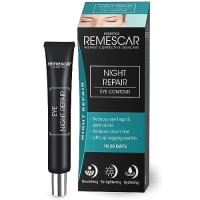 Image de Remescar Crème de Nuit Régénératrice Pour le Contour des Yeux 20ml Réduire les Rides, Cernes, Poches &amp; Pattes d&#039;Oie Paupières Relâchées Soin Réparateur