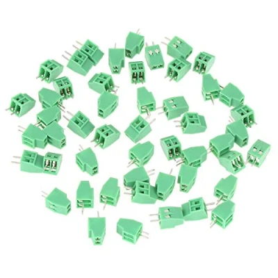 Image de 50 pièces / ensemble connecteur de bornier 2 broches 2.54mm PCB circuit terre borniers à vis basse fréquence (vert)
