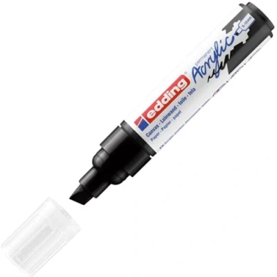 Image de edding 5000 Marqueur acrylique large noir 1 feutre imperméable pointe biseautée 5 10 mm peinture pour peindre sur la toile, le papier kraft, bois et pierre