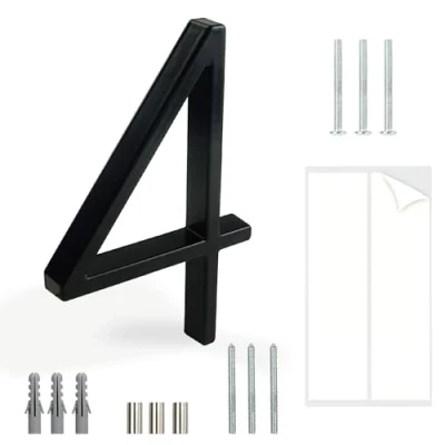 Image de HASWARE Panneau De NuméRo Maison Flottant: 5 Pouce (12cm) Signalisation Porte Moderne Frappant Pour Les Chiffres D&#039;Adresse Rue (4, Noir)