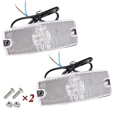 Image de ETUKER 2 x feux de position avant blancs remorque, latéraux,LED lampes lumineuses contour dégagement avec réflecteur pour caravane fourgon camion approuvé ECE (blanc)