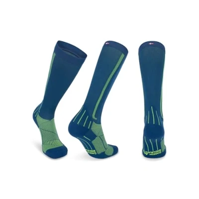 Image de DANISH ENDURANCE 1 ou 2 Paires de Chaussettes Contention 21 26 mmhg, Compression Optimale, Running &amp; Sport, Homme Femme, Bleu/Jaune fluo, 39 42