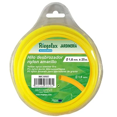 Image de RIEGOLUX Fil de débroussailleuse en Nylon Rond, Jaune, 1,6 mm x 25 m, pour Disque débroussailleuse, Jardin et extérieur