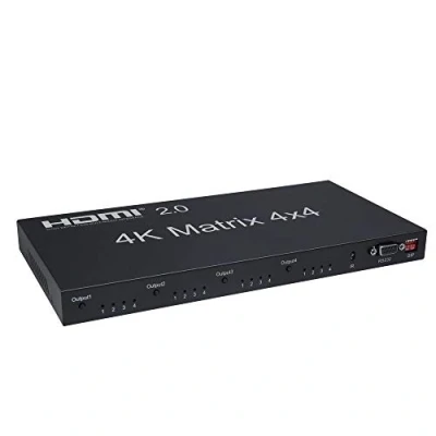 Image de 2.0 HDMI Matrix 4x4 4K@60Hz RGB/YUV 4：4：4 commutateur Splitter 4 Entrées à Sortie Via RS232 ou télécommande IR