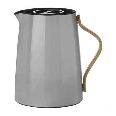 Image de Stelton Emma Thermos à Thé, Verseuse Isotherme, Acier Inoxydable avec Poignée en Hêtre, Gris Clair, 1 L, X 201