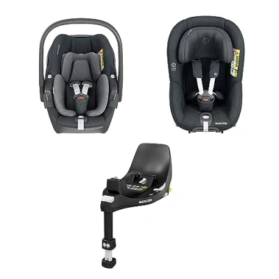 Image de Maxi Cosi pack avec base FamilyFix 360 i Size, siège auto bébé Pebble enfant Pearl Size Rotation FlexiSpin, installation Click &amp; Go, 0 4 ans, 40 105 cm, Graphite