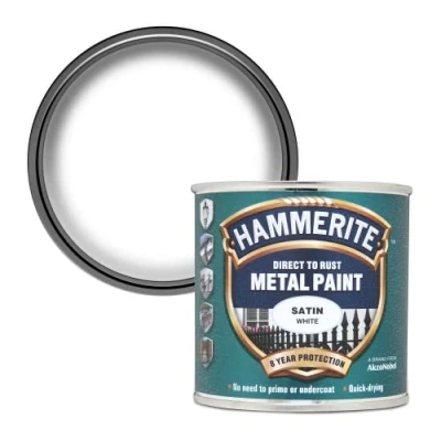 Image de HAMRITE Hammerite Direct to Rust Peinture Métal Finition Blanc satiné
