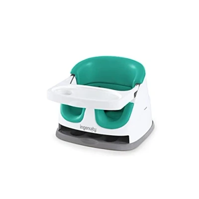 Image de Ingenuity, Rehausseur de Chaise 2en1 pour Bébé et Enfants, Siège Evolutif, Harnais Sécurité à 3 Points, Plateau Amovible, sons BPA, Portable Facile Nettoyer, Vert, 6 36 Mois
