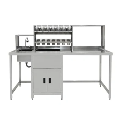 Image de Banc de Travail Bubble Tea Boba Station Préparation Comptoir Acier Inox