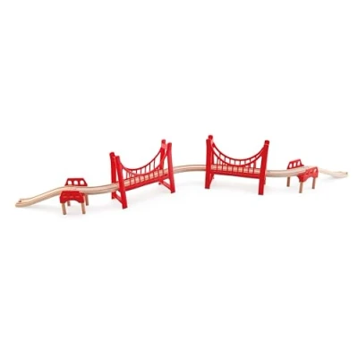 Image de Jouet Hape Pont Double Rouge Suspendu pour Circuit Train Bois Enfant de Plus 3 Ans en Compatible Avec Marques Traditionnelles Jeu Enfants
