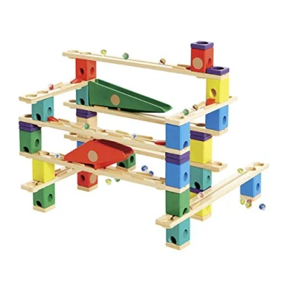 Image de Hape Circuit à Billes Créatif en Bois Le Vertigo Quadrilla Pour Enfants 4 ans et Plus Jeu de Construction avec Kit Complet 134 Pièces 50 la Motricité Fine &amp; Créativité