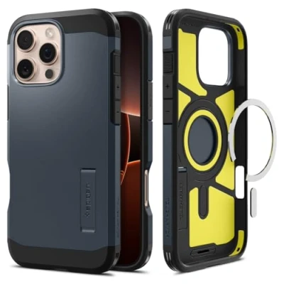Image de Spigen Coque pour iPhone 16 Pro Max, Tough Armor (AI) MagFit, [Inspiré par l&#039;IA] 6,9 Pouces Ardoise Métallisée
