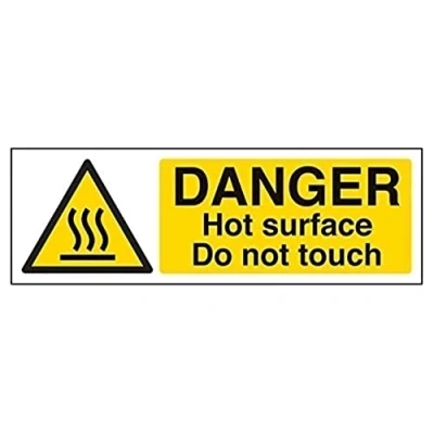 Image de vsafety 62011 ax s &quot;Danger Surface chaude ne pas touch Température d&#039;avertissement signe, autocollant, paysage, 300 mm x 100 mm, noir/jaune
