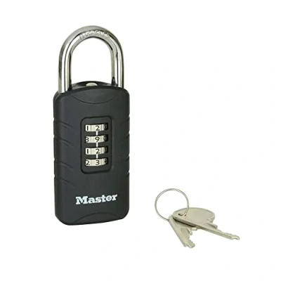 Image de Master Lock 656EURDBLK Cadenas à combinaison avec clé de secours pour un usage extérieur, 120 x 48 20 mm