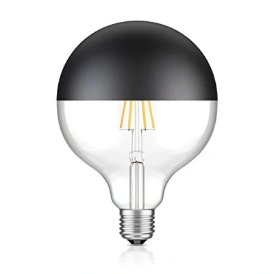 Image de ledscom.de ampoule LED E27, G125, blanc chaud (2700 K), 6,7 W, 660lm, miroir de tête (noir), filament, ampoule, filament à incandescence, verre, LED, culot économie