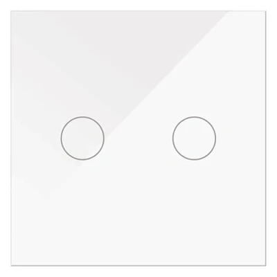 Image de WESA Interrupteur tactile double en verre blanc et encastrable. Boîtier avec écran tactile, matériel de montage indicateur LED