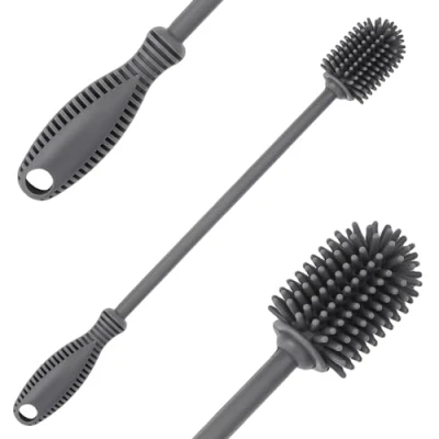 Image de Brosse de Nettoyage en Silicone avec biberon à Long Manche, 31 cm sans BPA, pour biberon, Flacon Vide, Gourde, Vase, verrerie, Parfait Les Petits Cols (Qté1)