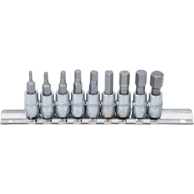 Image de BGS 2749 Jeu de douilles à embouts 6,3 mm (1/4&quot;) six pans intérieurs 3/32&quot; 3/8&quot; en pouce 9 pièces