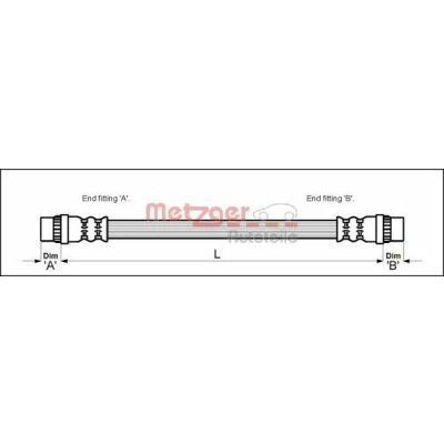 Image de METZGER 4111164 Flexible De Frein 183 F10 x 1 RENAULT: TWINGO 1, ESPACE 3, Avantime, PEUGEOT: 405 I Berline, II 605 Berline