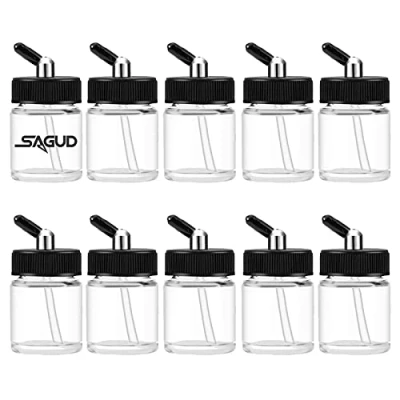 Image de SAGUD Lot de 10 flacons aérographe Bouteille Verre 20cc avec Bouchons pour Siphon à Double Action Pistolet