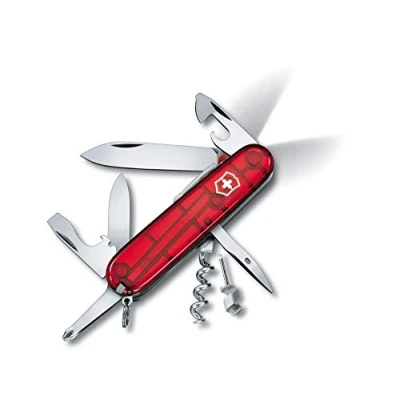 Image de Victorinox Spartan Lite Couteau de Poche Suisse, Léger, Multitool, 15 Fonctions, Grand Lame, Tire Bouchon, Led, Rouge Transparent
