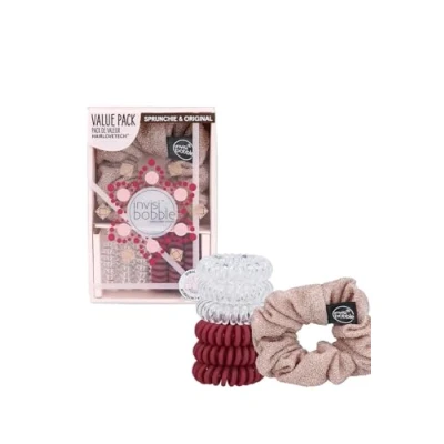 Image de Invisibobble Set Chouchou cheveux doré x1 &amp; élastique transparent et rouge vin x6 I femme édition limitée British Royal