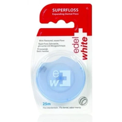 Image de edel+white Expanding Superfloss 25 m sous blister I Fil dentaire ciré Menthe Dental Floss Nettoyant interdentaire pour une hygiène buccale en profondeur