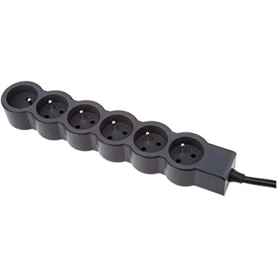 Image de LEGRAND Multiprise Extra Plate 6 Prises de Courant Avec Terre Cordon 3 m Noir et Gris Foncé