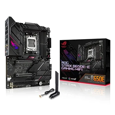 Image de ASUS ROG STRIX B650E E GAMING Carte mère AMD Ryzen AM5 ATX (16+2 phases d&#039;alimentation, DDR5, 4 x M.2, PCIe 5.0, WiFi 6E, 2.5G LAN, USB 3.2 Gen 2x2 Type C rear I/O port, Aura Sync RGB)
