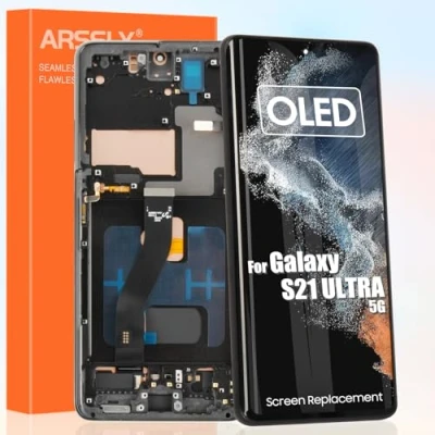 Image de OLED Écran pour Samsung Galaxy S21 Ultra 5G G9980 SM G998B G998U LCD Tactile Assemblée Remplacement de Verre Numériseur avec Réparation Kit (6,8&quot;, Noir Cadre)