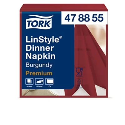Image de Tork 478855 serviettes Dinner Premium Linstyle couleur bordeaux / 1 pli 39cm x 12 50