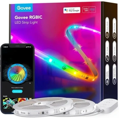 Image de Govee Ruban LED RGBIC, 20m, WiFi Bande Compatible avec Alexa et Google Assistant, Contrôle App, DIY, Sync Musique, Lumières à Changement de Couleur pour Chambre, TV, Intérieur