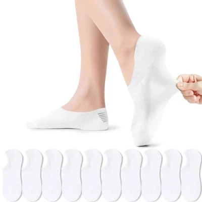 Image de PAUNEW Chaussette Basse pour homme Blanc Invisible Socquette en Coton des Décontractées Femme 10 Paires 47 50