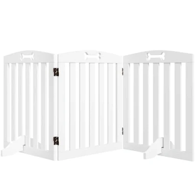 Image de PawHut barrière de sécurité Chien, Pliable pour avec Pieds Support, Pointes antidérapantes, 3 Panneaux, 155 x 30 61 cm, Blanc