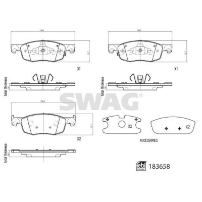 Image de SWAG Jeu de plaquettes frein Essieu avant avec indicateur d&#039;usure 33 10 9110 TOYOTA: Yaris IV, Aygo X