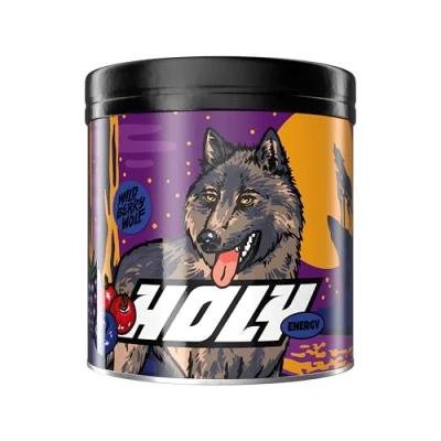 Image de HOLY Energy Booster de jeu « Wildberry Wolf » avec poudre au goût mûre, myrtille et cassis, 50 portions d&#039;extrait NewCaff thé vert, boisson concentrée, végétalien arômes 100 %