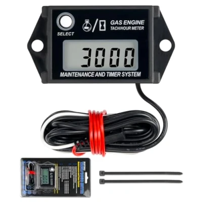 Image de Jayron Tachymètre de Compteur Horaire Numérique,Rappel Maintenance,Rappel Régime Maximal,étanche pour Tout Moteur à essence ZTR Tondeuse Gazon Générateur Hors bord ATV Moto Tronçonneuse
