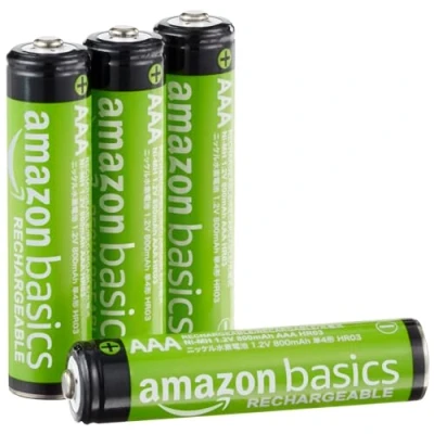 Image de Amazon Basics NiMh Piles rechargeables AAA, pré chargées, Lot de 4 (le visuel peut différer)