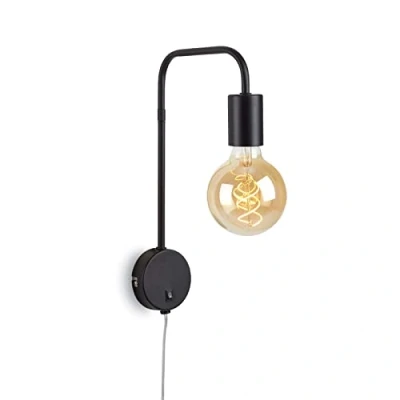 Image de BRILONER Leuchten 2086 015 Lampe de lecture rétro avec prise et interrupteur à bascule 1 ampoule E27 max. 10 W en métal Noir