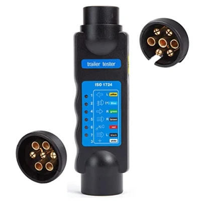 Image de SPARKMOTO Testeur de feu Arrière Caravane Remorque 7 Broches,Testeur Prise Broches pour Câblage Feux Voiture 12V,avec Retour détection LED,Norme ISO 1724(SKT07)