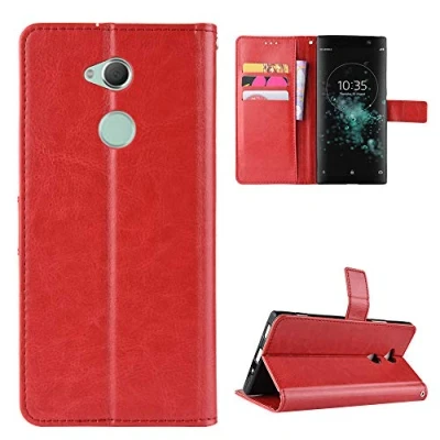 Image de QiongniAN Coque pour Sony Xperia XA2,Coque XA2 H3113 H3123 H3133 H4113 H4133 Portefeuille en Cuir à Rabat Cover Red