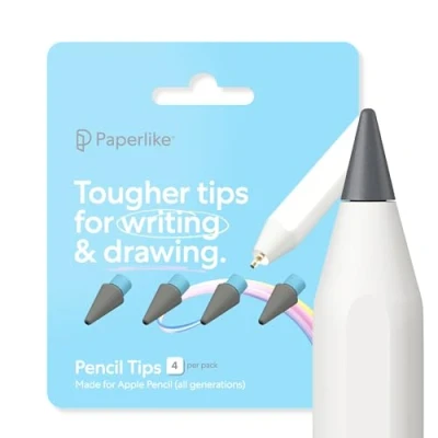 Image de Paperlike Pencil Tips (4X) pour Apple 1ère &amp; 2ème génération, USB C Pro Prise de Notes améliorée, Plus précision et Sensation Authentique Papier