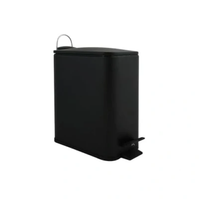 Image de Spirella, Poubelle à pédale 5 litres, Modèle Erik, Rectangulaire, Fermeture Douce et silencieuse grâce au système Slow Close, Utilisation sécurisée avec des pédales antidérapantes, Noir Mat