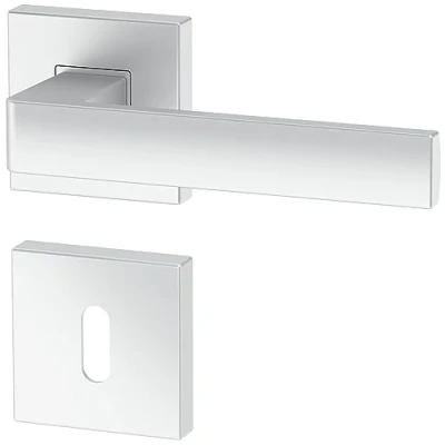 Image de poignée de porte d&#039;intérieur ERGO, argentée, pour portes à clé, carrée argentée mate, garnitures porte,